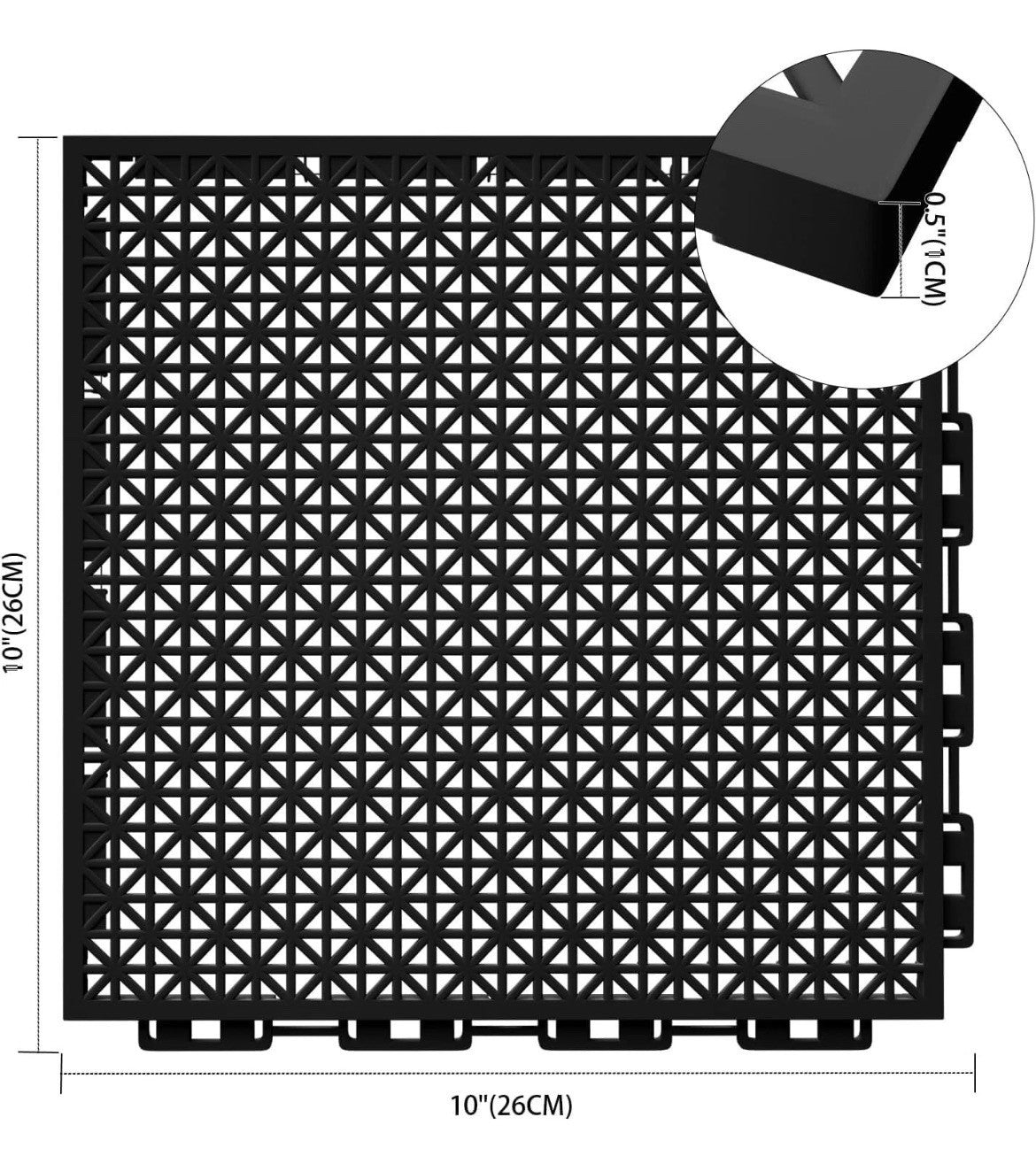 24 Pack Modular Interlocking Cushion Interlocking Floor Tiles with Hole Drain...
