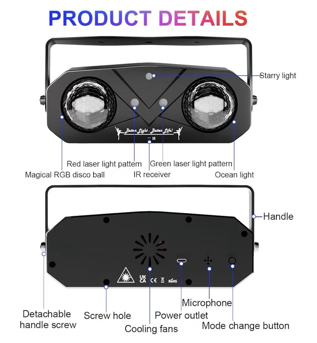 Disco Lights Disco Ball, Sound Activated Party Newly Party Light+Star Light