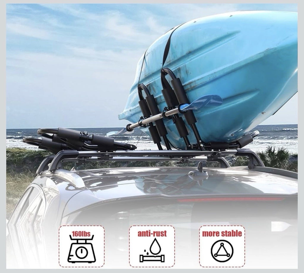FORWODE Premium Kayak Roof Rack, 2 Pair J-Bar Roof Rack, Folding Adjustable R...