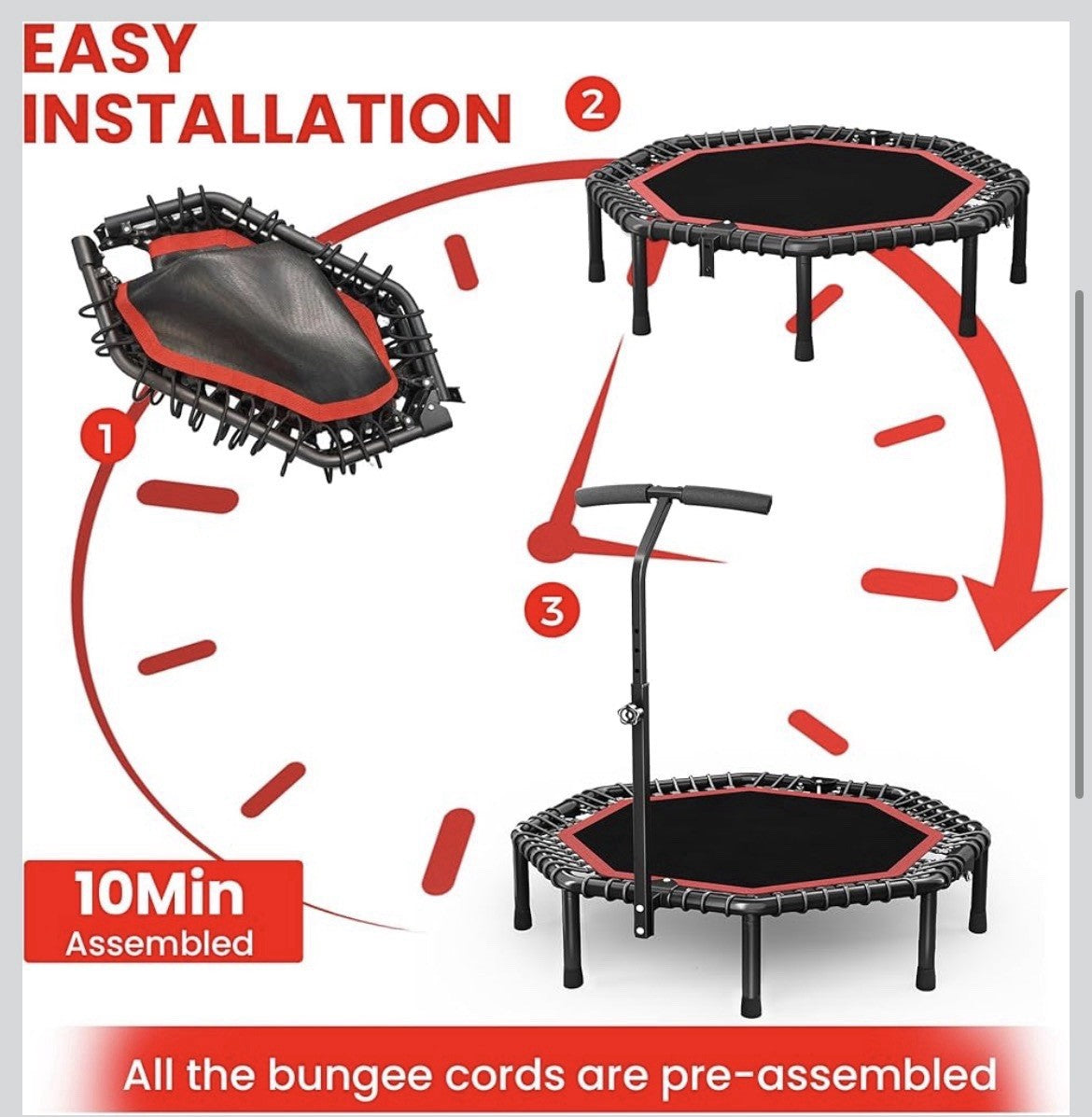 50' Octagonal Rebounder Trampoline for Adults, Fitness
