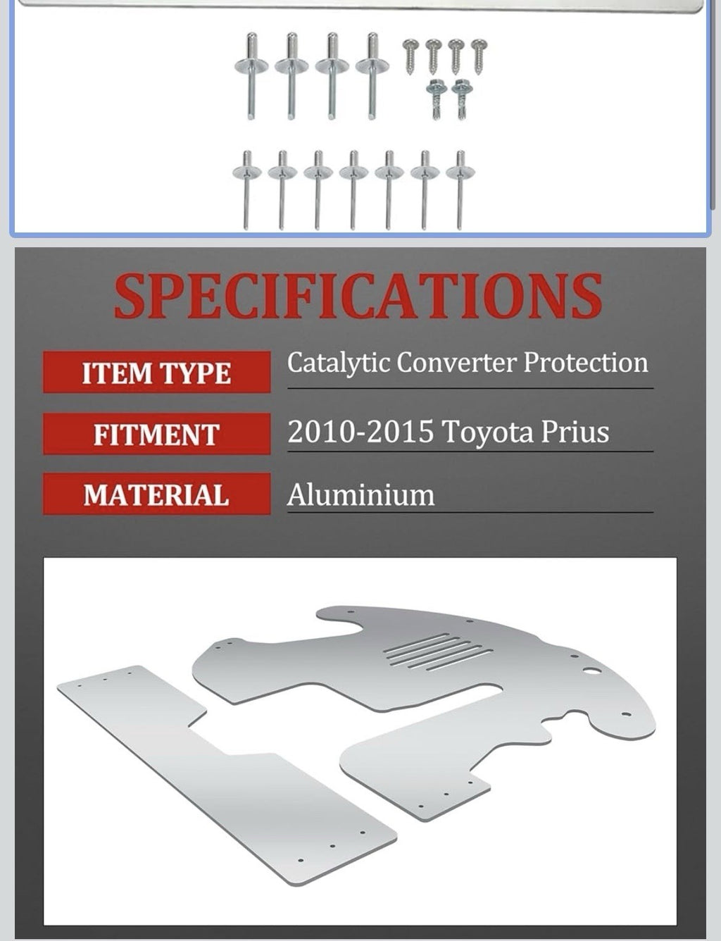 Cat Shield Catalytic Converter Security Protection For Toyota Prius 2010-2015