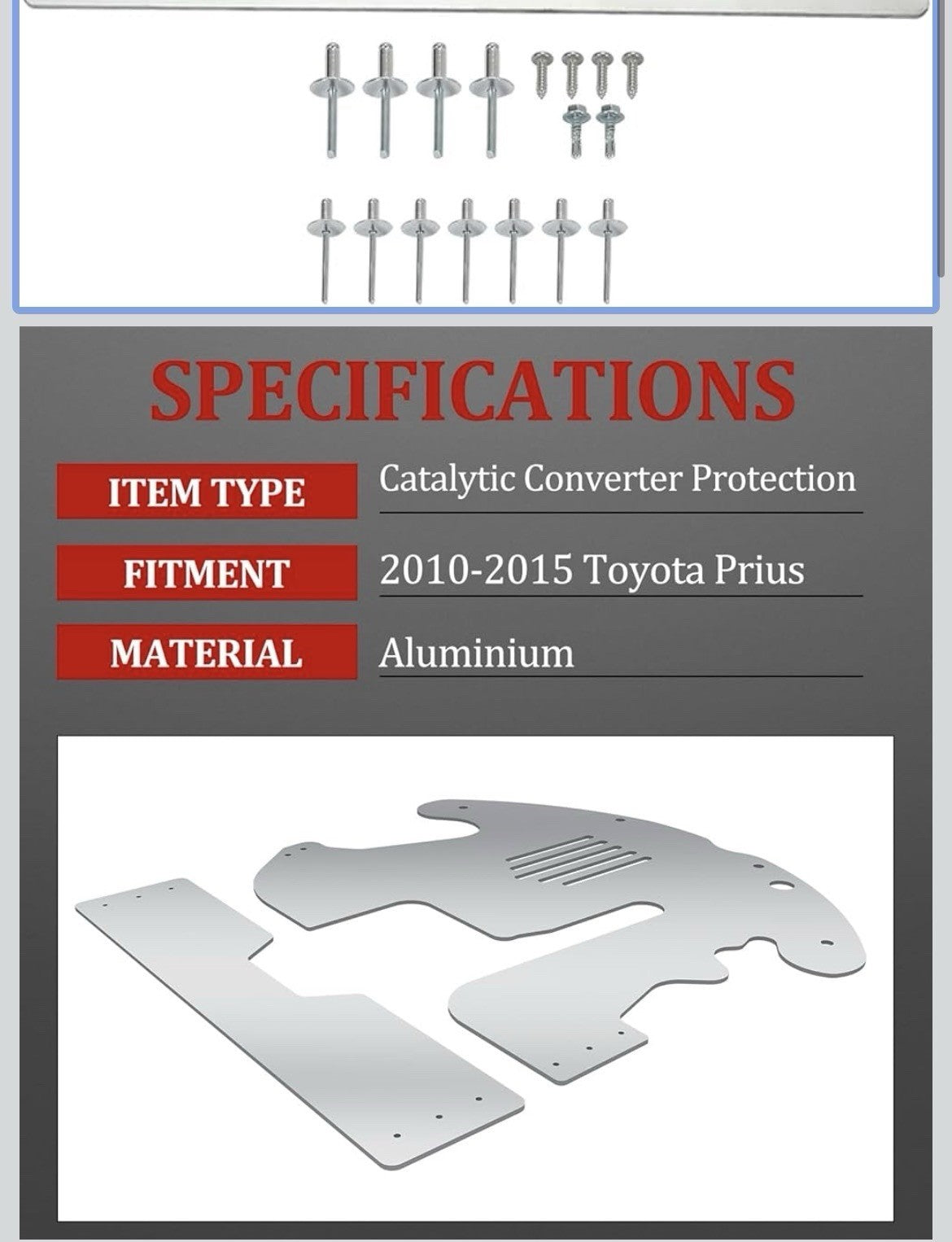 Cat Shield Catalytic Converter Security Protection For Toyota Prius 2010-2015