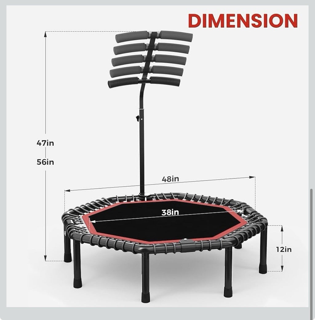 50' Octagonal Rebounder Trampoline for Adults, Fitness
