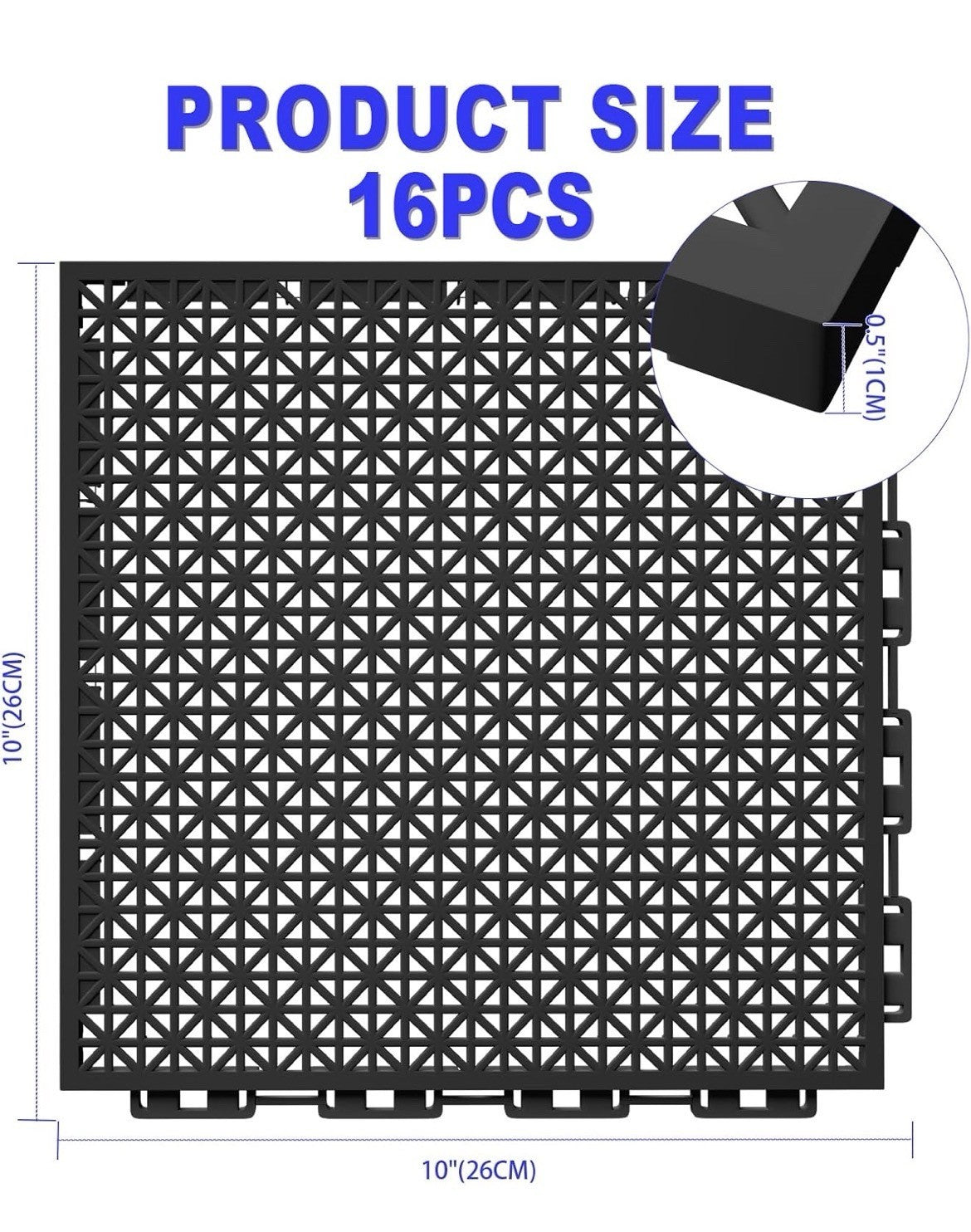 24 Pack Modular Interlocking Cushion Interlocking Floor Tiles with Hole Drain...