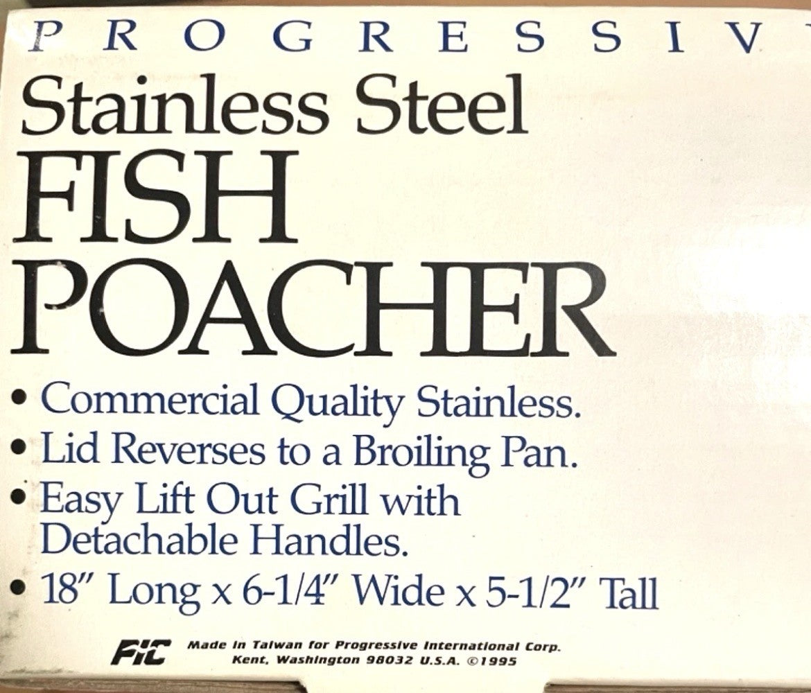 Large 18" Stainless Steel Fish Poacher Steamer w Handles Fisherman Cooking