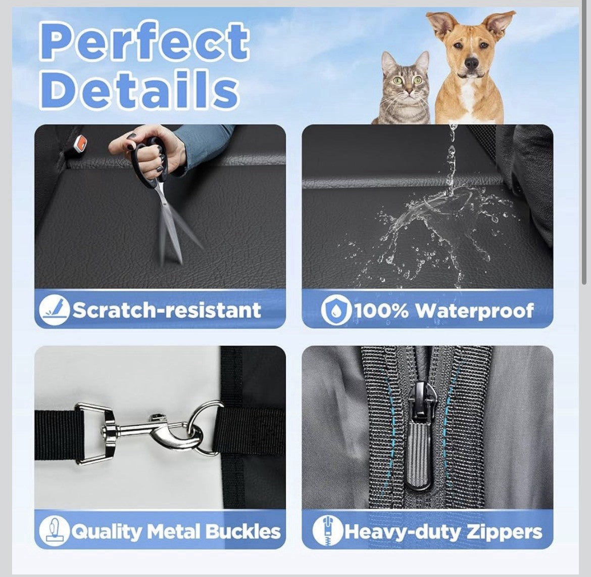 Back Seat Extender for Dogs Waterproof Hard Bottom Car Hammock