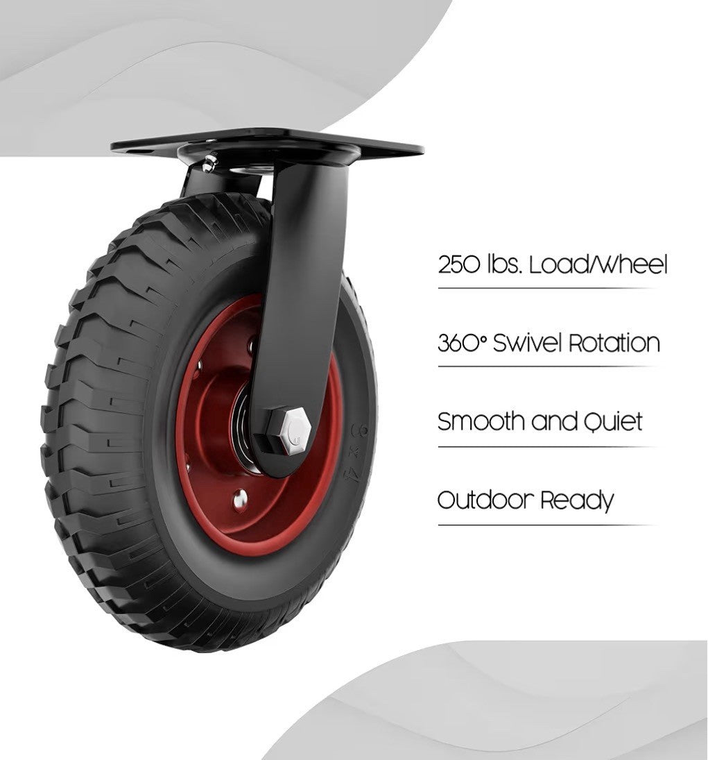 Heavy Duty 8” Swivel Caster Wheels All Terrain Flat Free 🔥🛞