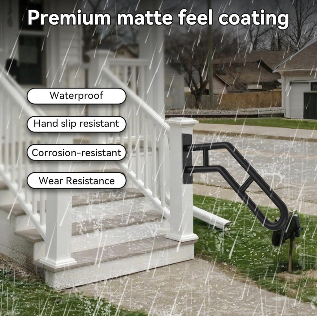 2-Pack!!! Handrail for Outdoor Grab Bar Wall Mount 25.8" Black 1 -3 Steps Stairs