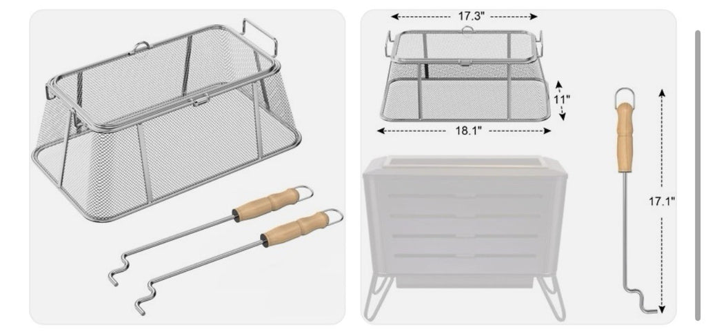 AJinTeby Fire Pit Screen and Poker, 18" x11 x7 stainless steel