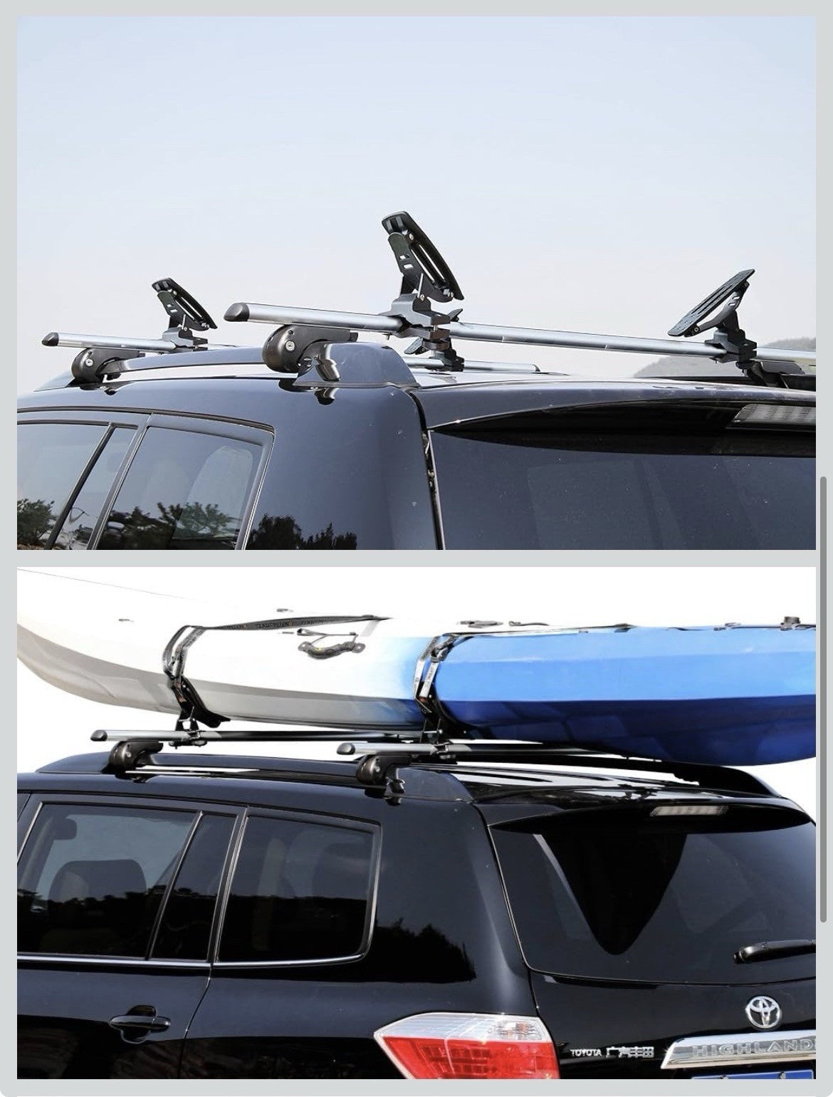 135LB Kayak Saddle, Aluminum Rustless Roof Rack with Black Saddle 