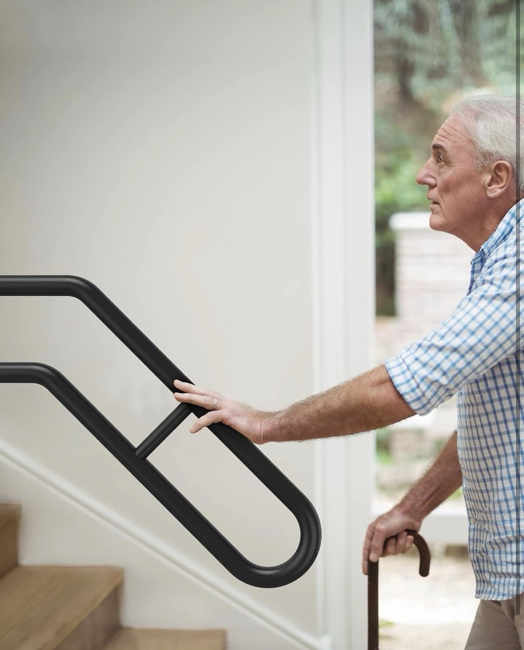 2-Pack!!! Handrail for Outdoor Grab Bar Wall Mount 25.8" Black 1 -3 Steps Stairs