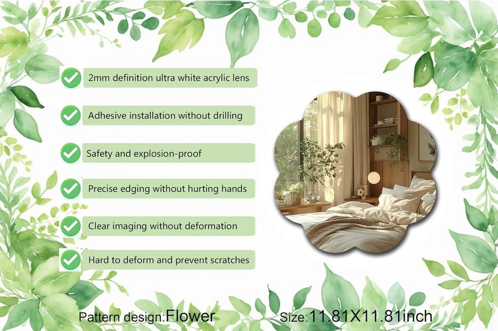 Flower Acrylic Mirror Anti-Scratch Unbreakable Shatterproof HD 