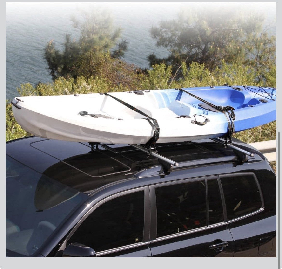 135LB Kayak Saddle, Aluminum Rustless Roof Rack with Black Saddle 