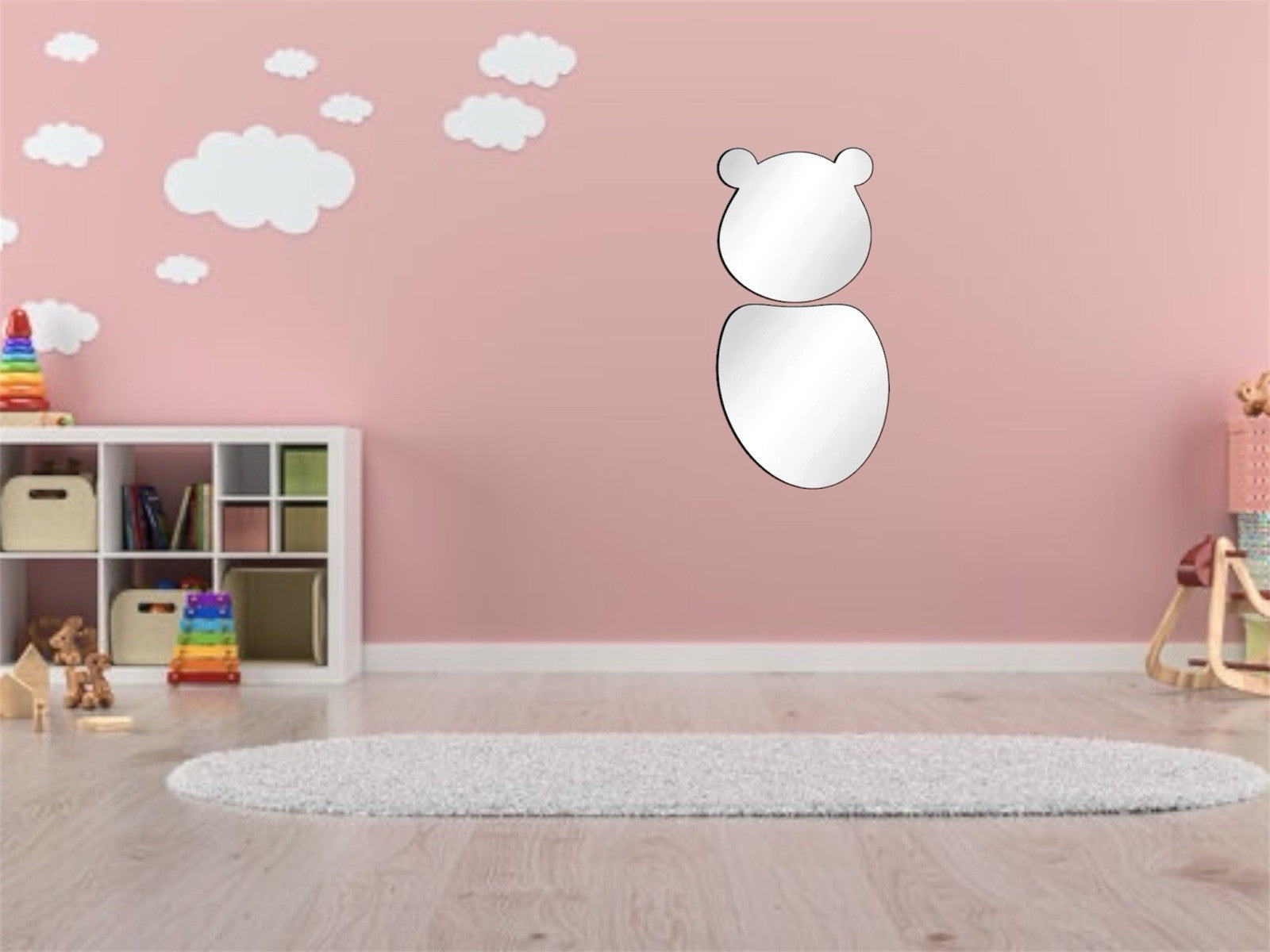 Cute Bear Wall Mirror Set Nursery Decor 2 Piece Hanging Mirror
