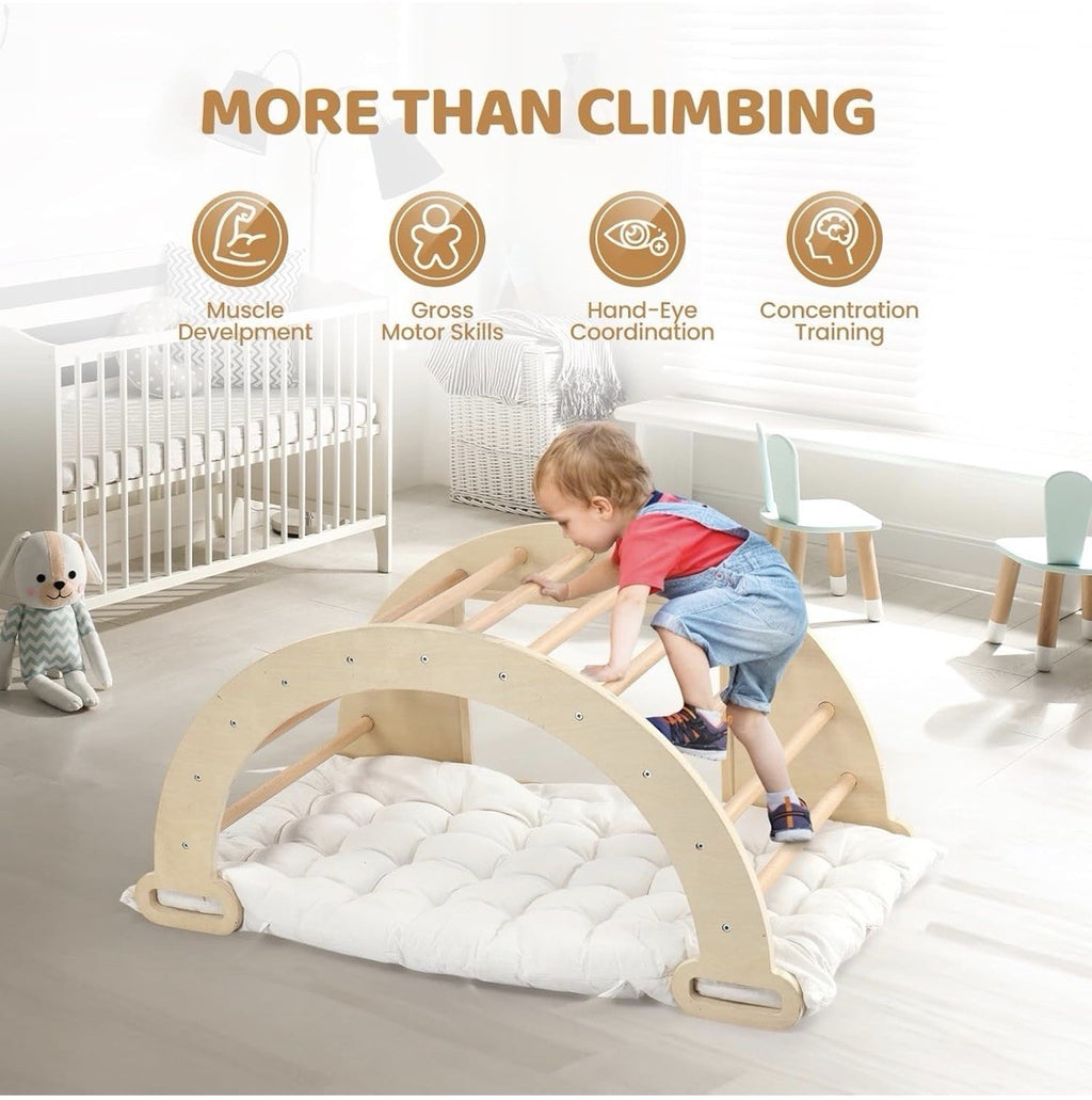 29" Montessori Climbing Rocker Wooden Balance Arch Kids Play