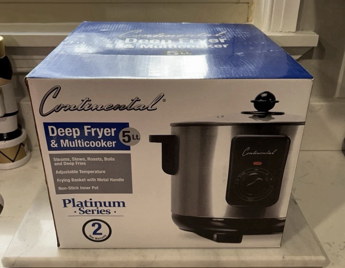 5 Lt. Electric Deep Fryer and Multi Cooker Stainless Steel Platinum Series