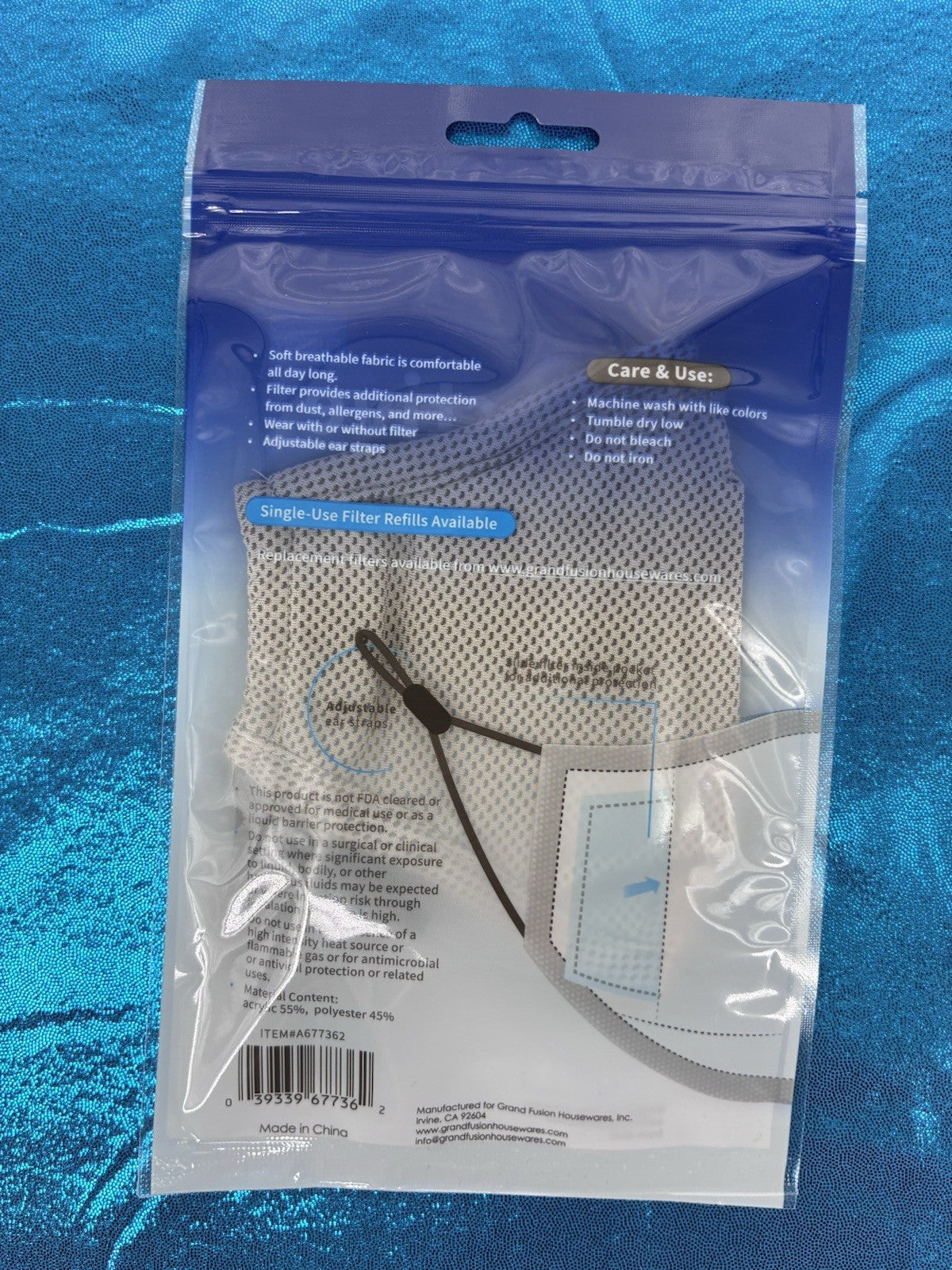 GrandFusion Non-Medical Gray Protective Mask  - Case Of 72