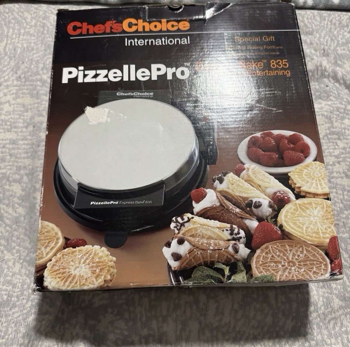 Chef’s Choice PizzellePro Express Bake 835 Pizzelle Waffle Cannoli Maker New