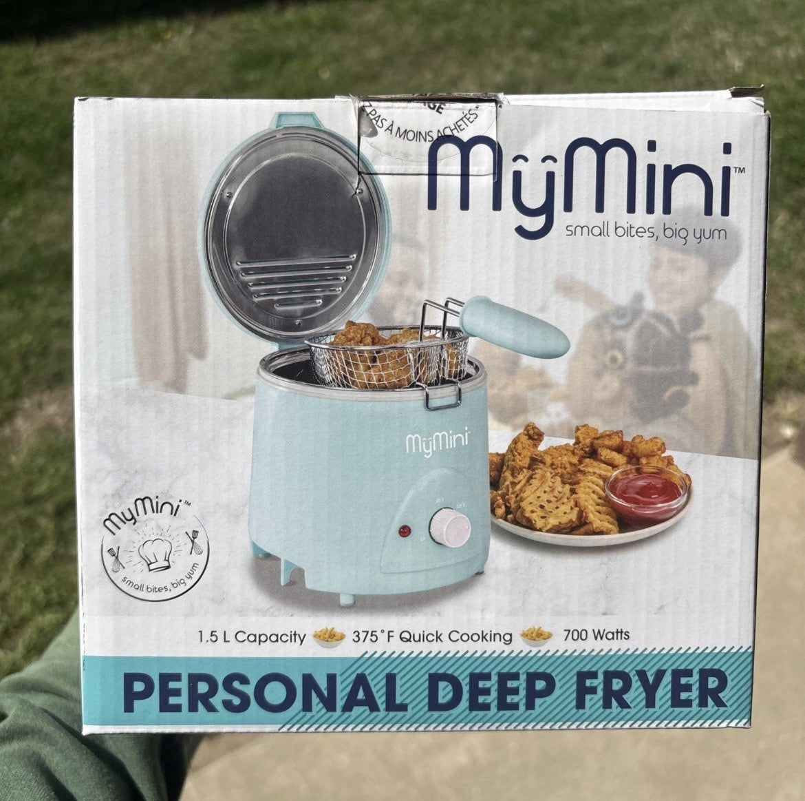 MyMini 1.5 qt Electric Deep Fryer, 700 watts, Aqua -NIB