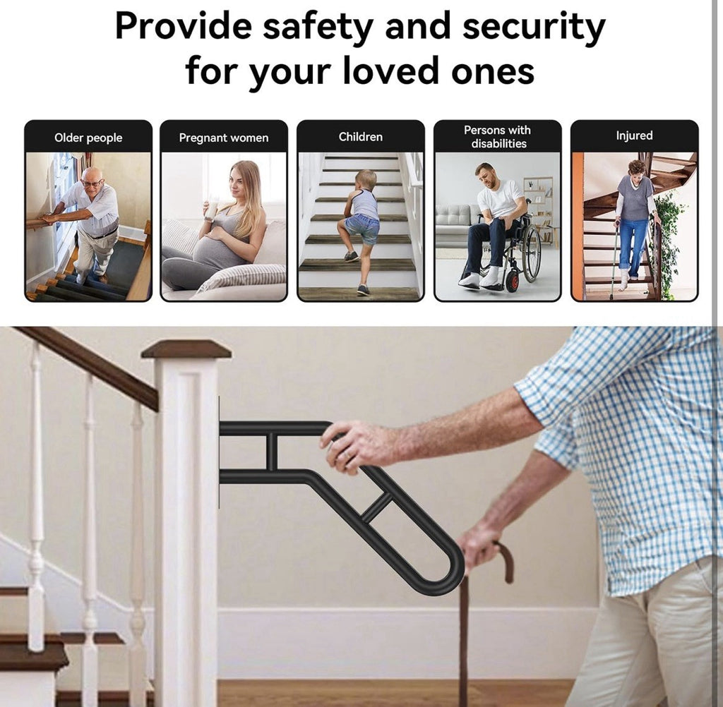 2-Pack!!! Handrail for Outdoor Grab Bar Wall Mount 25.8" Black 1 -3 Steps Stairs