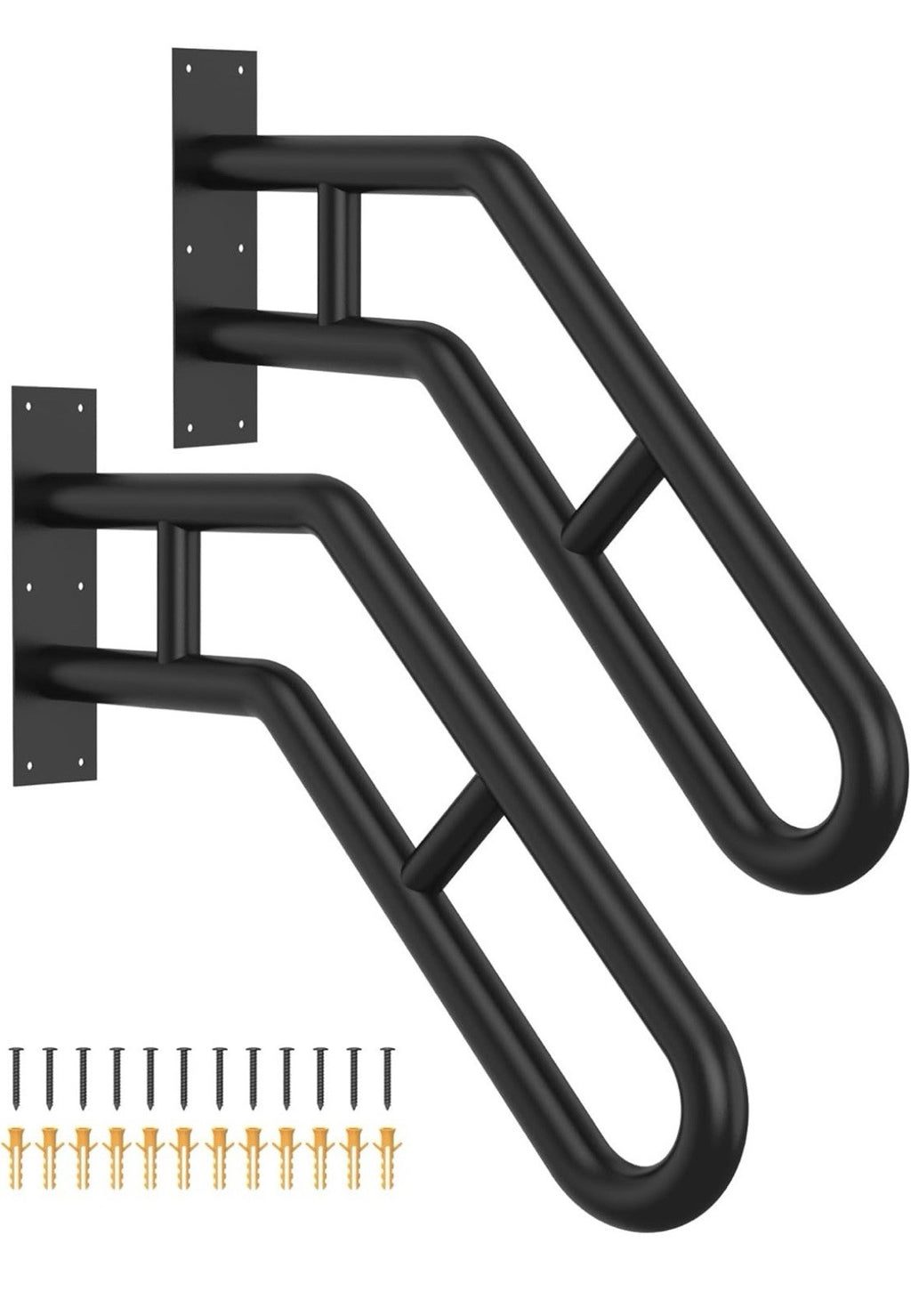 2-Pack!!! Handrail for Outdoor Grab Bar Wall Mount 25.8" Black 1 -3 Steps Stairs