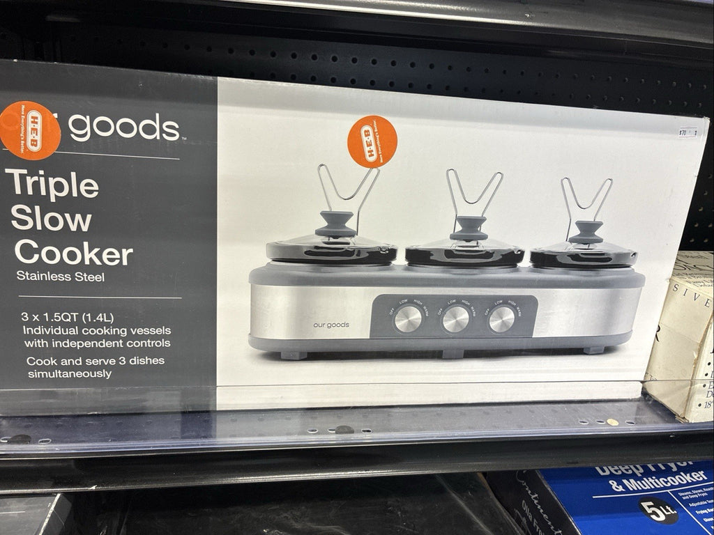 Brand New Tru 3 2 1/2 Slow Cooker Crock Pot Buffet 2.5 QT NIB In Box 3 Crocks