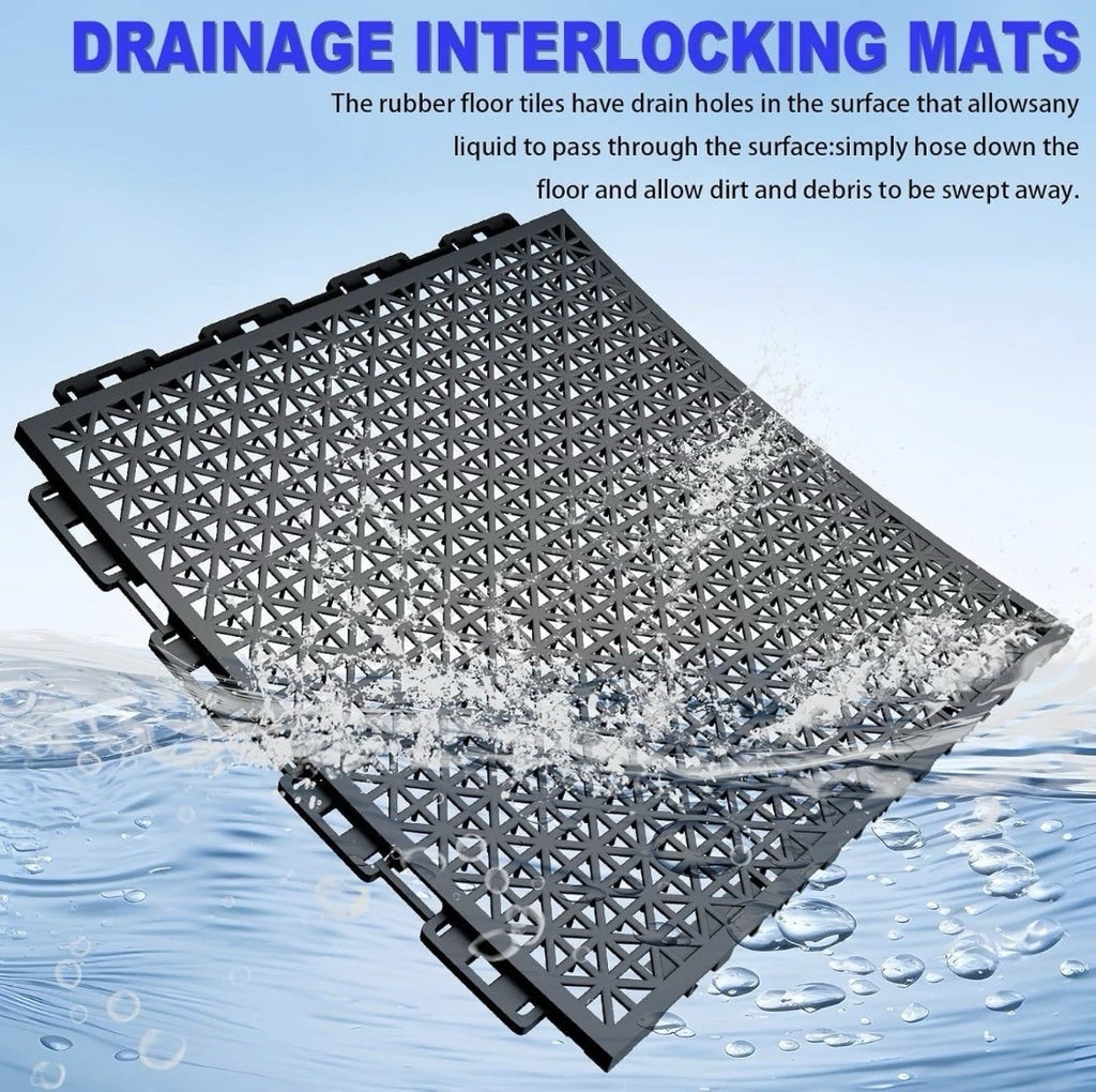 24 Pack Modular Interlocking Cushion Interlocking Floor Tiles with Hole Drain...