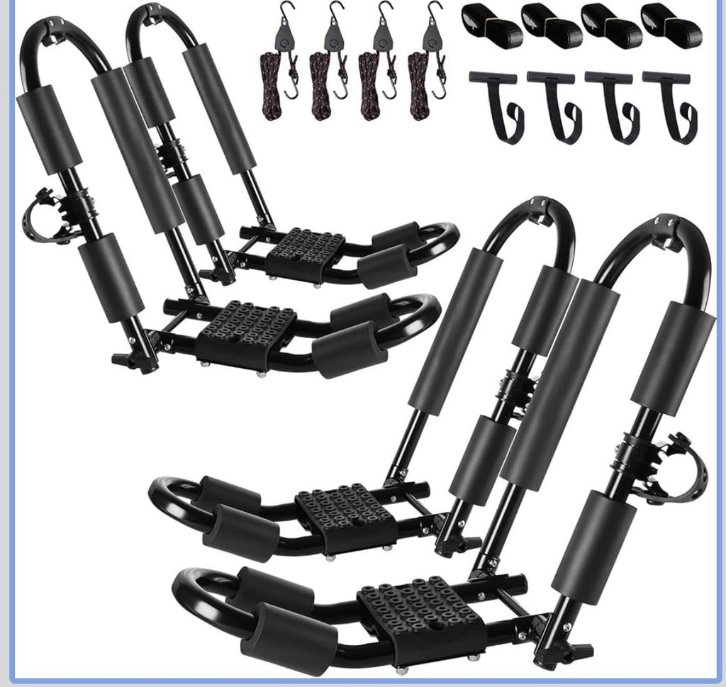 FORWODE Premium Kayak Roof Rack, 2 Pair J-Bar Roof Rack, Folding Adjustable R...