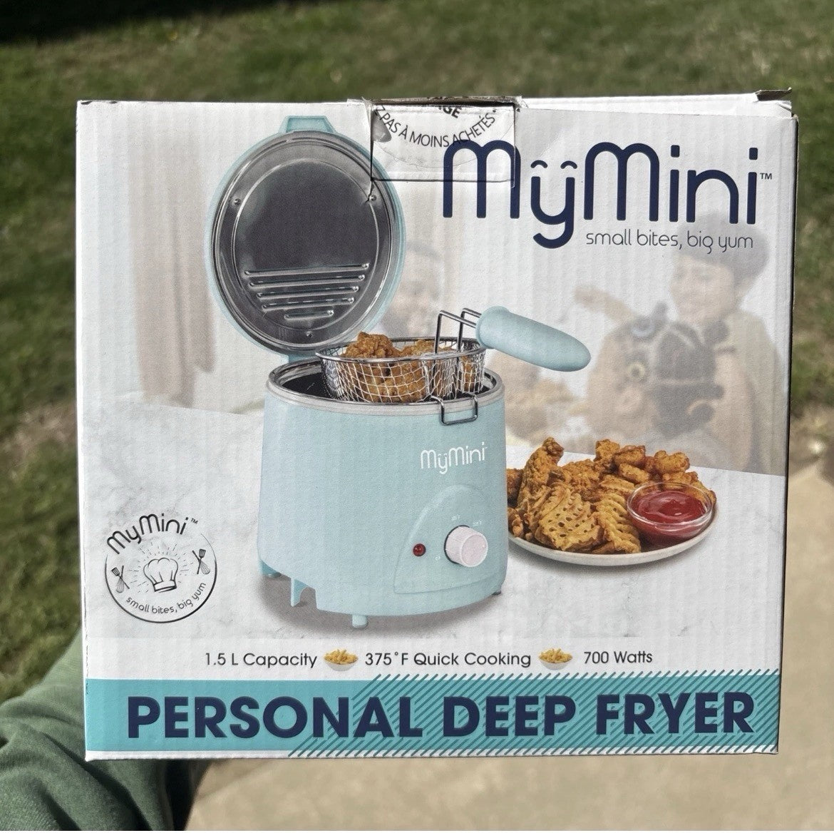 MyMini 1.5 qt Electric Deep Fryer, 700 watts, Aqua -NIB