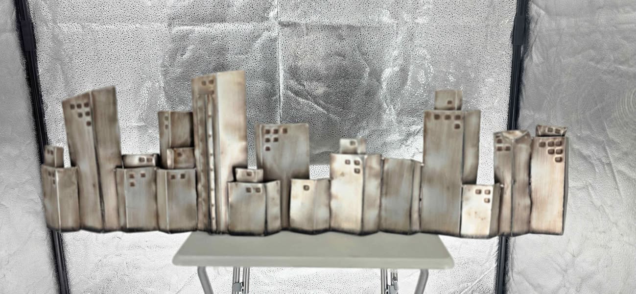 🏙 Metal Cityscape Wall Art – Industrial Modern Decor with Detailed Buildings | Treasure Depot