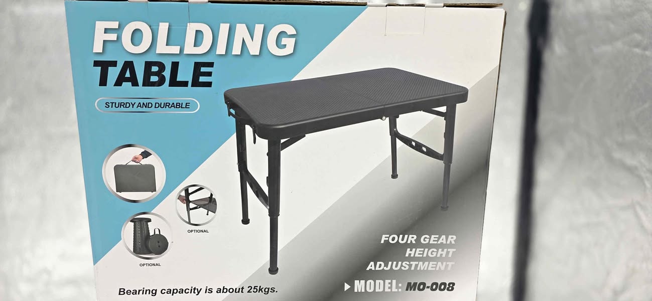 🏕 Adjustable Folding Camping Table – Portable 4-Level Height | Compact & Heavy-Duty | Treasure Depot Wichita