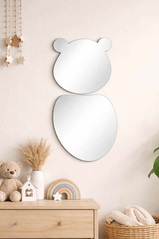 🐻✨ Bear Shape 2-Piece Wall Mirror Set – Fun Modern Decor ✨🐻